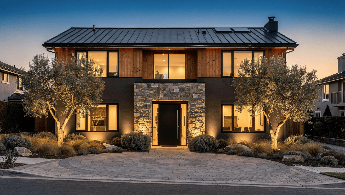 Bay Area home renovation versus new construction comparison showing a remodeled kitchen and a new build exterior in Los Gatos